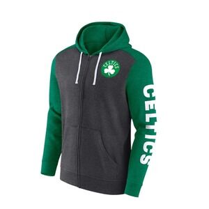 Men's Fanatics Boston Celtics 2XLT Full Zip Hoodie Green and Charcoal NBA